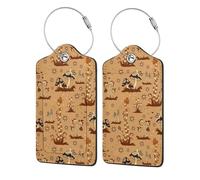 2 Pcs Luggage Tag for Suitcase Brown Mushrooms PU Leather Privacy Cover ID Label with Stainless Steel Loop and Address Card for Travel Bag Suitcase