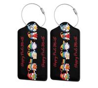 2 Pcs Luggage Tag for Suitcase LGBT Gnome PU Leather Privacy Cover ID Label with Stainless Steel Loop and Address Card for Travel Suitcase Bag