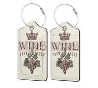 2 Pcs Luggage Tag for Suitcase Wine PU Leather Privacy Cover ID Label with Stainless Steel Loop and Address Card for Travel Suitcase Bag