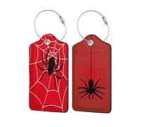 2 Pcs Luggage Tag for Suitcases, Spider on Spider Web Cute Leather Suitcase Tag Privacy Cover ID Label with Metal Loop, Personalized Baggage Identifier for Women Cruise Bag Travel Essentials