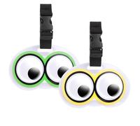 2 Pcs Luggage Tags for Travel Suitcase,Cute Eyes Name Silicone Labels Suitcase ID Tag Baggage Handbag Identity ID Label for Kids Women Men Girls Boys,Yellow Green