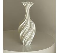 2 Pcs Luxury Silk 3D Printed Vases PLA Tall Vase 25cm Height Flower Vase Contemporary Home Decor for Flowers Plant Home Art Decor Living Room, Dining Room, Office (White)