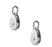 2 Pcs M25 Single Pulley,Heavy Duty 304 Stainless Steel Pulley,Wire Rope Pulley Traction Pulley,Driving Wire Wheel,Pulley Roller Safe Loading 150kg/331lbs,Silver Single Pulley for Wire Rope