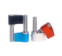 2 Pcs M4 x 10-30mm Adjustable Knobs Handle Male Threaded Stud Red/Blue/Silver/Black(Black,M4*17-2pcs)