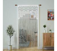 2 Pcs Macrame Lace Door String Curtain for Doorways,Room Divider Doorway Hippie Window Panel Room Divider Wall Closet Curtains for Bedroom Closet Door Drapes Decorations (35×79in/90×200cm,White)
