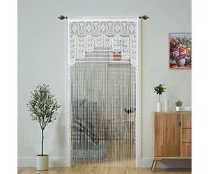 2 Pcs Macrame Lace Door String Curtain for Doorways,Room Divider Doorway Hippie Window Panel Room Divider Wall Closet Curtains for Bedroom Closet Door Drapes Decorations (35×79in/90×200cm,White)