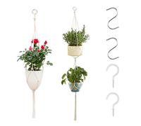 2 Pcs Macrame Plant Hanger Kit, Cotton Rope Hanging Planters Baskets, Plant Hangers Indoor Hanging Baskets Outdoor Indoor Balcony Flower Pot Holder Decoration, with 2 S Hooks & 2 Ceilling Hooks