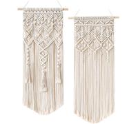 2 pcs macrame woven wall hanging boho chic bohemian home geometric art decor - beautiful apartment dorm decoration, 71cm (l) x 33cm (w)