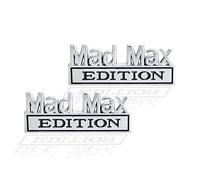 2 Pcs Mad Max Edition Emblem 3D Metal Badge Decal Sticker Fit for Universal Car Truck SUV Side Rear Front Hood Trunk Door (Silver Black)