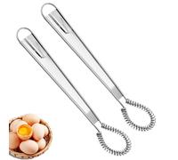 2 Pcs Magic Flat Manual Hand Whisk Stainless Steel Egg Beater Mixer Kitchen Tool, Mini Whisk Spring Coil Wire, Compact,Convenient and Efficient,Coffee Sauce Milk Cooking Baking Beating