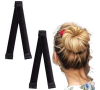2 Pcs Magic Hair Bun Maker,Easy Donut Bun Maker for Hair,French Twist Fold Wrap Snap Band,Fast & Easy Donut Bun Maker,Ballet Hair Deft Bun Hair Styling Accessories for Girls Women (Black)