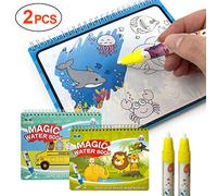 2 pcs Magic Water Coloring Books, LISOPO Water Drawing Doodle Book for Children with 2 Magic Pens, Learning Toys for 2 3+ Year Old Boys Girls, Painting Board for Children, Drawing Gifts for Kids