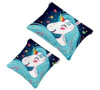 2 PCS Magical Unicorn Love Candy Pocket Cosmetic Bag, Self-Closing Shrapnel Makeup Pouch, Portable No Zipper Mini Travel Make Up Bag for Headphones Coin Lipstick Cosmetics Earphones Jewelry Organizer