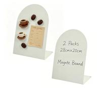 2 Pcs Magnetic Board Stand Metal Magnet Bulletin Board Magnet Display with Easel for Tabletop for Back to School Memo Menu Table Office Kitchen Supplies (White, ARC (Pack of 2))
