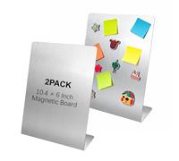 2 Pcs Magnetic Bulletin Board with Stand Metal Tabletop Memo Board Magnet Menu Easel Board Stainless Steel Display Stand for Office Home Kitchen School 10.4 x 6 in