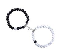2 Pcs Magnetic Couple Bracelets, Natural Stone Magnetic Beaded Bracelets, Love Heart Braceletss Gift, Matching Mutual Attraction Distance Gift, for Boyfriend Girlfriend Lover His Hers Best Friend