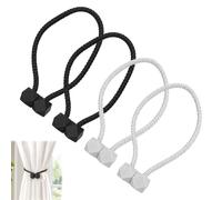2 PCS Magnetic Curtain Tiebacks, Curtain Holdbacks with Braided Rope, Curtain Tie Backs Magnetic for Home Office Cafe (Grey and Black)