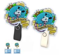 2 Pcs Magnetic ID Name Badge Holder Embrace Chaos Opossum Magnetic Badge Holder Clip for Clothes & Shirt Cute Possum Acrylic Badge Accessories for Office Worker, Teacher, Doctors, Nurses (Opossum)