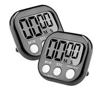 2 PCS Magnetic Kitchen Timer, Big Digits Large LCD Screen Display Timer, Digital Clock Countdown Stopwatch for Cooking, Study, Work, Exercise (2 PCS Black)