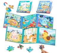 2 PCS Magnetic Puzzles for 3 4 5 Year Olds, Animals Puzzle Books