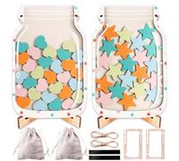 2 Pcs Magnetic Reward Jar Set, Emotional Regulation Tools for Kids, Good Behaviour Reward Chart with 25 Star Tokens & 25 Heart Tokens, Wooden Behaviour Chart for Home, School & Classroom