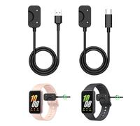 2 Pcs Magnetic Smartwatch Charger for Samsung Galaxy Fit 3 USB and Type C Fast Charging Cable 1M Replacement Smartwatch Charging Cord Durable Magnetic Dock Charging Lead Black