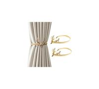 2 Pcs Magnetic Tie Backs for Curtains, Creative Gold Leaf Magnetic Curtain Tie Back, Curtain Holdbacks Curtain Ties(2 Pcs Gold Deer)