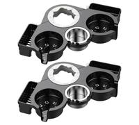 2 Pcs Mahjong Table Cup Holder for Four-Leg Mahjong Tables, Multi-Function Plastic Ashtray Drinks Holder Organizer, 14.4 x 8.3 in / 365 x 210 mm, Space-Saving Design, Gray