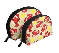2 Pcs Makeup Bag Coin Purse Wallet Lobster and Crab Large Cosmetic Bags Coin Pouch Wash Bag Toiletry Bags Shell Storage Bag Zipper Money Purses Bag for Women