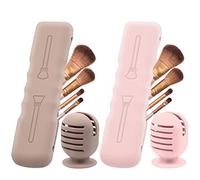 2 Pcs Makeup Brush Sponge Holder Set,Soft Silicone Makeup Organize,Travel Beauty Blender Storage,Washable Reusable Blender Carrying Case