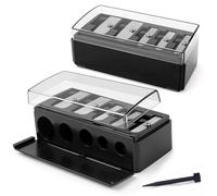 2 PCS Makeup Pencil Sharpener 5 Hole Eye Pencil Sharpener Cosmetic Tool for Eyeliner, Lip Liner, Eyebrow Pencils, Manual Sharpeners with Plastic Lid, Sacapuntas de Lapiz Maquillaje, Black