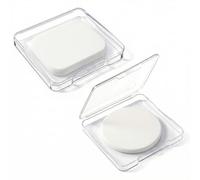 2 Pcs Makeup Sponges with Travel Case, Foundation Sponge Powder Puff Square Round Makeup Sponge Replacement Face Sponges for Cosmetic All Skin Types, White