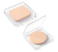 2 Pcs Makeup Sponges with Travel Case, Foundation Sponge Powder Puff Square Round Makeup Sponge Replacement Face Sponges for Cosmetic All Skin Types, Pink
