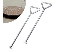 2 Pcs Manhole Cover Lifting Tools - 18 Inch Heavy-Duty Carbon Steel Drain Cover Lifter Keys, Durable 450mm Hooks for Easy Manhole and Drain Access