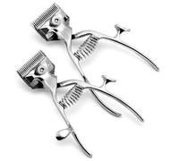 2 PCS Manual Hair Clipper, Stainless Steel Blade and Silver Alloy Handle, Hand Powered Barber Trimmer for Beard, Sideburns, Home, Camping