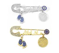2 Pcs Mashalla Baby Brooch Pin, Home Decorations for Ramadan Gifts, Islamic Ramadan Gift, Rhinestone, no gemstone