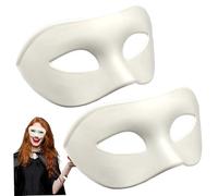 2 Pcs Masquerade Mask Half Face DIY Blank Mask with Ribbons for Men, Women Lightweight Comfortable Halloween for Ball Proms Cosplay (White)