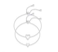 2 Pcs Matching Heart Bracelets for Couples and Best Friends Mutual Attraction Jewelry Set Gold Plated Adjustable Link Chain Bracelet for Women Men Girls Bestie Birthday Mother Daughter Gift (Silver)