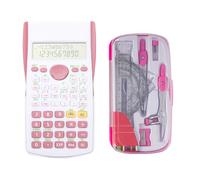 2 Pcs,Maths Set Scientific Calculators Protractor and Compass - Math Set for Schools 240 Functions 2 Line 10+2 Digits, Maths Sets For Secondary School And Compass with Rulers and Two Set Squares