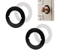 2 PCS Matte Black Door Reinforcement Plate, Stainless Steel Door Knob Cover for Filler Fixing Repair, Thick Deadbolt Cover Plate for Fixing Loose Knobs and Scar Areas (Round)
