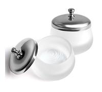 2 Pcs Matte Nail Art Acrylic Liquid Powder Dappen Dish Bowl With Lid, TOROKOM Matte Glass Crystal Cup with Stainless Steel Metal Lid Nail Art Dappen Dish Glass Mini Nail Crystal Bowl Glassware Tools
