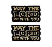 2 Pcs May The Lord Be with You Christian Blessings Patch Bible Hook & Loop Patch Religious Belief Emblem Embroidery Applique Retro Aesthetics Decorate Accessories Patches for Clothes,Backpack,Jacket