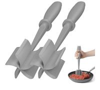 2 Pcs Meat Chopper, Hamburger Grinder, Premium Heat Resistant Smasher for Ground Beef, Burger Grinder Nylon Potato Mix Tool-Black-Grey