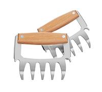 2 Pcs Meat Claws BBQ Bear Claw Meat Separator Wooden Handle Stainless Steel Claw Meat Shredder for BBQ Barbecue,Easily Lift Shred Pork, Beef, Chicken Party BBQ Cooking