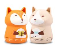 2 Pcs Mechanical Kitchen Timer, Cartoon Animal Timer, Manual Countdown Timers Portable, Wind Up Food Timers, Manually Rotate No Battery Required for Study Cooking Reading Learning