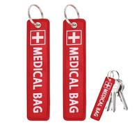 2 PCS Medical Alert Bag Tags - Double-Sided Red Luggage ID Tags with Keychains for Backpack/Purse (Durable Medical Equipment Labels)