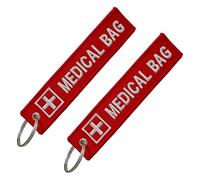 2 Pcs Medical Alert Luggage Tags,Medicals Equipment Device Luggage Tags,Double-Sided Embroidered Flying Keychain for Backpack Purse Bags