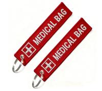 2 Pcs Medical Alert Tags for Bag - Double-Sided Luggage ID Tag - Durable Red Keychain Medical Equipment Device Tags for Backpack, Medical Kit, Paramedic Gifts
