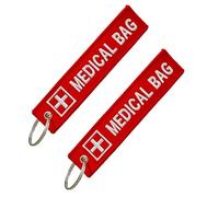 2 pcs Medical Alert Tags for Bag, Medicals Equipment Luggage Tag, Double-Sided Medical Equipment Device Keychains for Luggage Purse Backpacks, Red