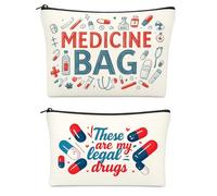 2 Pcs Medicine Bag, Travel Medicine Bag with Two Styles, Medication Bags for Travelling, Portable Meds Bag for Daily Organization, Medicine Travel Toiletry Bag for Travelers and Professionals